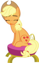 Size: 5308x8550 | Tagged: safe, artist:masem, applejack, earth pony, pony, castle sweet castle, g4, absurd resolution, female, silly, silly pony, simple background, sitting, smiling, solo, tongue out, transparent background, vector