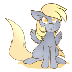 Size: 600x600 | Tagged: safe, artist:duskdaisy, derpy hooves, pegasus, pony, g4, female, mare, simple background, sitting, smiling, solo, spread wings, transparent background