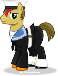 Size: 3262x4324 | Tagged: safe, artist:vector-brony, oc, oc only, pony, clothes, goodbye, navy, ponified, simple background, solo, transparent background, uniform, vector