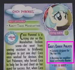 Size: 404x374 | Tagged: safe, enterplay, coco pommel, g4, made in manehattan, trading card