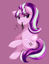 Size: 940x1240 | Tagged: safe, artist:syansyan, starlight glimmer, pony, unicorn, g4, my little pony: friendship is magic, the cutie map, equal cutie mark, female, mare, mouth hold, pixiv, s5 starlight, solo