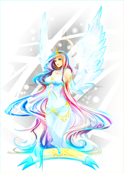 Size: 2892x4022 | Tagged: safe, artist:koveliana, princess celestia, human, g4, chromatic aberration, clothes, color porn, evening gloves, female, gloves, humanized, jewelry, solo, winged humanization