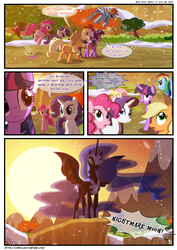 Size: 3500x4951 | Tagged: safe, artist:light262, artist:lummh, applejack, fluttershy, nightmare moon, pinkie pie, rainbow dash, rarity, twilight sparkle, alicorn, pony, comic:timey wimey, g4, comic, female, mane six, mare, speak of the devil, twilight sparkle (alicorn)