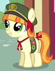 Size: 195x250 | Tagged: safe, screencap, tag-a-long, earth pony, pony, g4, just for sidekicks, cropped, cute, female, filly guides, grin, smiling, solo, thin mint