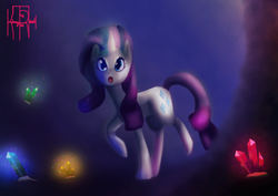 Size: 1024x725 | Tagged: safe, artist:kimmytheredhead, rarity, g4, crystal caverns, solo