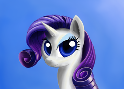 Size: 1024x736 | Tagged: safe, artist:akerlis, rarity, pony, unicorn, g4, blue background, bust, darling, fabulous, female, mare, portrait, simple background, solo