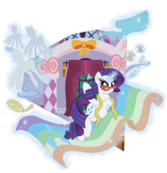 Size: 1024x1057 | Tagged: safe, artist:zowiestardust-mlp, rarity, g4, carousel boutique, fabric, glasses, measuring tape, scissors