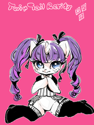Size: 480x640 | Tagged: safe, artist:wan, rarity, g4, alternate hairstyle, twintails