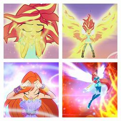 Size: 480x480 | Tagged: safe, sunset shimmer, fairy, equestria girls, g4, my little pony equestria girls: rainbow rocks, my past is not today, bare shoulders, bloom (winx club), bloomix, comparison, fairy wings, sleeveless, sunset phoenix, wings, winx club