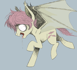 Size: 1391x1262 | Tagged: safe, artist:fiona, fluttershy, g4, batterscotch, bloodshot eyes, butterscotch, flutterbat, rule 63