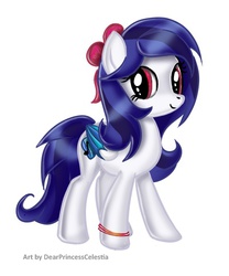 Size: 400x480 | Tagged: safe, artist:lexiangelo12, oc, oc only, oc:azura calypso, pegasus, pony, bow, canon x oc, fanart, female, hair bow, mare, present, solo