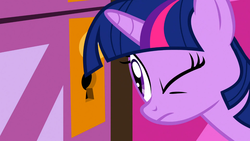 Size: 1366x768 | Tagged: safe, screencap, twilight sparkle, pony, unicorn, g4, suited for success, female, keyhole, solo, unicorn twilight