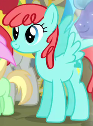 Size: 241x325 | Tagged: safe, screencap, apple mint, rubinstein, voltage storm, pegasus, pony, equestria games (episode), g4, apple family member, background pony, cropped, female, mare, solo focus