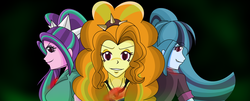 Size: 1024x414 | Tagged: safe, artist:nerukawaiifan, adagio dazzle, aria blaze, sonata dusk, equestria girls, g4, the dazzlings