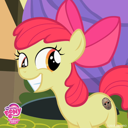 Size: 800x800 | Tagged: safe, edit, screencap, apple bloom, bloom & gloom, g4, evil grin, friday the 13th, hockey mask, jason voorhees