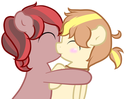 Size: 1070x848 | Tagged: safe, artist:furrgroup, oc, oc only, oc:norma, pegasus, pony, duo, eyes closed, female, kissing, lesbian, simple background, white background