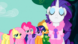 Size: 1366x768 | Tagged: safe, screencap, applejack, fluttershy, pinkie pie, rarity, twilight sparkle, g4, suited for success