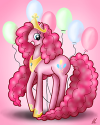Size: 1890x2362 | Tagged: safe, artist:ramalllama, pinkie pie, g4, balloon, princess, regalia