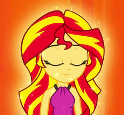 Size: 1073x995 | Tagged: safe, sunset shimmer, equestria girls, g4, my little pony equestria girls: rainbow rocks, eyes closed, sleeveless