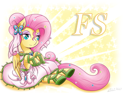 Size: 2000x1500 | Tagged: safe, artist:vavacung, fluttershy, g4, clothes, cutie mark, dress, female, solo