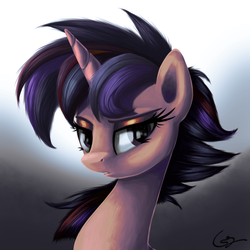 Size: 900x900 | Tagged: safe, artist:mastgrr, twilight sparkle, alicorn, pony, castle sweet castle, g4, alternate hairstyle, female, long neck, pixiv, punklight sparkle, solo, twilight sparkle (alicorn)