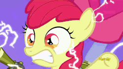 Size: 960x540 | Tagged: safe, screencap, apple bloom, twittermite, bloom & gloom, g4, animated, electricity, female, shock, twitbuster apple bloom