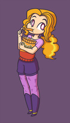 Size: 1040x1820 | Tagged: safe, artist:khuzang, adagio dazzle, equestria girls, g4, alternate hairstyle, cheetos, crumbs, eating, female, solo