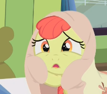 Size: 212x187 | Tagged: safe, screencap, apple bloom, earth pony, pony, bloom & gloom, g4, adorabloom, blanket, cropped, cute, female, filly, open mouth, scared, solo