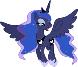 Size: 3000x2575 | Tagged: safe, artist:xebck, princess luna, bloom & gloom, g4, my little pony: friendship is magic, female, flying, high res, simple background, solo, transparent background, vector