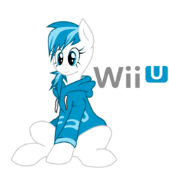 Size: 2700x2806 | Tagged: safe, artist:the barbaric brony, edit, pony, blue, clothes, console, cozy, female, gamer, gaming, high res, hoodie, logo, mare, pullover, recolor, simple background, snug, solo, sweater, transparent background, video game, white, wii, wii pony, wii u