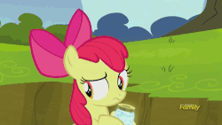 Size: 500x281 | Tagged: safe, screencap, apple bloom, diamond tiara, twittermite, bloom & gloom, g4, animated, bullying, discovery family, discovery family logo, female, jar