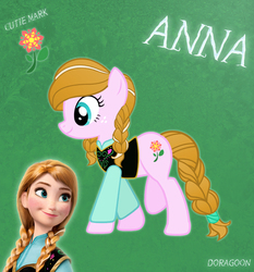 Size: 1004x1077 | Tagged: safe, artist:doragoon, pony, anna, frozen (movie), ponified, solo