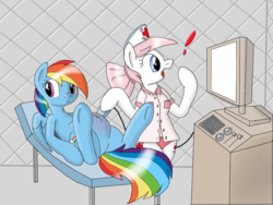 Size: 1024x768 | Tagged: safe, artist:tg-0, nurse redheart, rainbow dash, g4, clothes, exploitable meme, featureless crotch, meme, panties, pink underwear, preggo dash, pregnant, template, ultrasonic rainboom, ultrasound, underwear