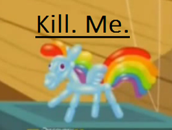 Size: 253x191 | Tagged: safe, screencap, bloom & gloom, g4, my little pony: friendship is magic, balloon rainbow dash, kill me