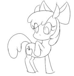 Size: 300x306 | Tagged: artist needed, safe, apple bloom, g4, animated, cutie mark, female, monochrome, scrolling, solo