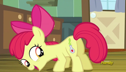 Size: 1423x819 | Tagged: safe, screencap, apple bloom, earth pony, pony, bloom & gloom, g4, butt, cutie mark, female, filly, looking back, plot, solo