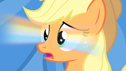 Size: 1280x720 | Tagged: safe, screencap, applejack, g4, leap of faith, female, rainbow, solo