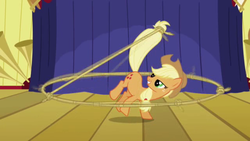 Size: 640x360 | Tagged: safe, screencap, applejack, boast busters, g4, female, lasso, rope, solo