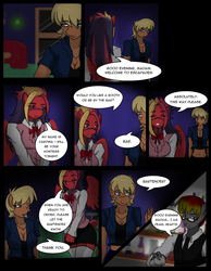 Size: 1275x1639 | Tagged: safe, artist:kittehtear, artist:zoarenso, ms. harshwhinny, oc, oc:cardina, oc:pearl hearts, anthro, comic:harsh apples, g4, bar, comic, harsh apples