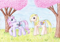 Size: 1024x721 | Tagged: safe, artist:normaleeinsane, cupcake (g3), sweetsong, g3, traditional art