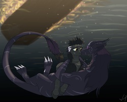 Size: 1280x1029 | Tagged: safe, artist:lucky dragoness, oc, oc only, dragon, explicit source, kissing, underwater