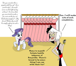 Size: 956x835 | Tagged: safe, artist:trey-vore, rarity, g4, 101 dalmatians, comic, crossover, cruella de vil, disney