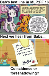 Size: 350x538 | Tagged: safe, idw, screencap, apple bloom, babs seed, rarity, bloom & gloom, friends forever #13, g4, my little pony: friends forever, spoiler:comic, screencap comic, theory