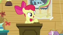 Size: 1280x720 | Tagged: safe, screencap, apple bloom, scootaloo, sweetie belle, earth pony, pegasus, pony, unicorn, bloom & gloom, g4, animated, apple bloom's bow, balloon rainbow dash, blank flank, blinking, bow, clubhouse, crusaders clubhouse, discovery family, discovery family logo, dream, female, filly, flapping, flapping wings, flower, flying, foal, hair bow, lantern, logo, looking at each other, looking at someone, lucid dreaming, nyan dash, open mouth, rainbow dash poster, scootaloo can fly, spread wings, talking, vase, wings