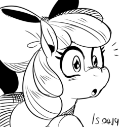 Size: 790x828 | Tagged: safe, artist:nekubi, apple bloom, g4, female, grayscale, monochrome, solo