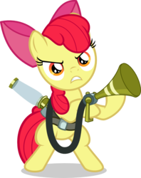 Size: 787x992 | Tagged: safe, artist:punzil504, apple bloom, bloom & gloom, g4, bipedal, female, game face, pest control gear, simple background, solo, transparent background, twitbuster apple bloom, vector