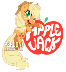 Size: 669x724 | Tagged: safe, artist:pepooni, applejack, g4, female, solo, watermark