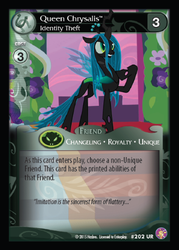 Size: 360x503 | Tagged: safe, enterplay, queen chrysalis, absolute discord, g4, my little pony collectible card game, ccg