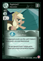 Size: 360x503 | Tagged: safe, enterplay, applejack, tom, absolute discord, g4, my little pony collectible card game, ccg, discorded