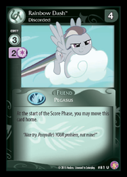 Size: 360x503 | Tagged: safe, enterplay, rainbow dash, pegasus, pony, absolute discord, g4, my little pony collectible card game, ccg, cloud, discorded, female, mare